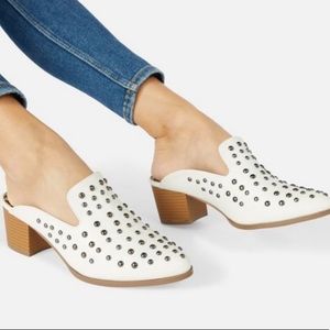 Just Fab -White Studded Mules- Jessie James Decker